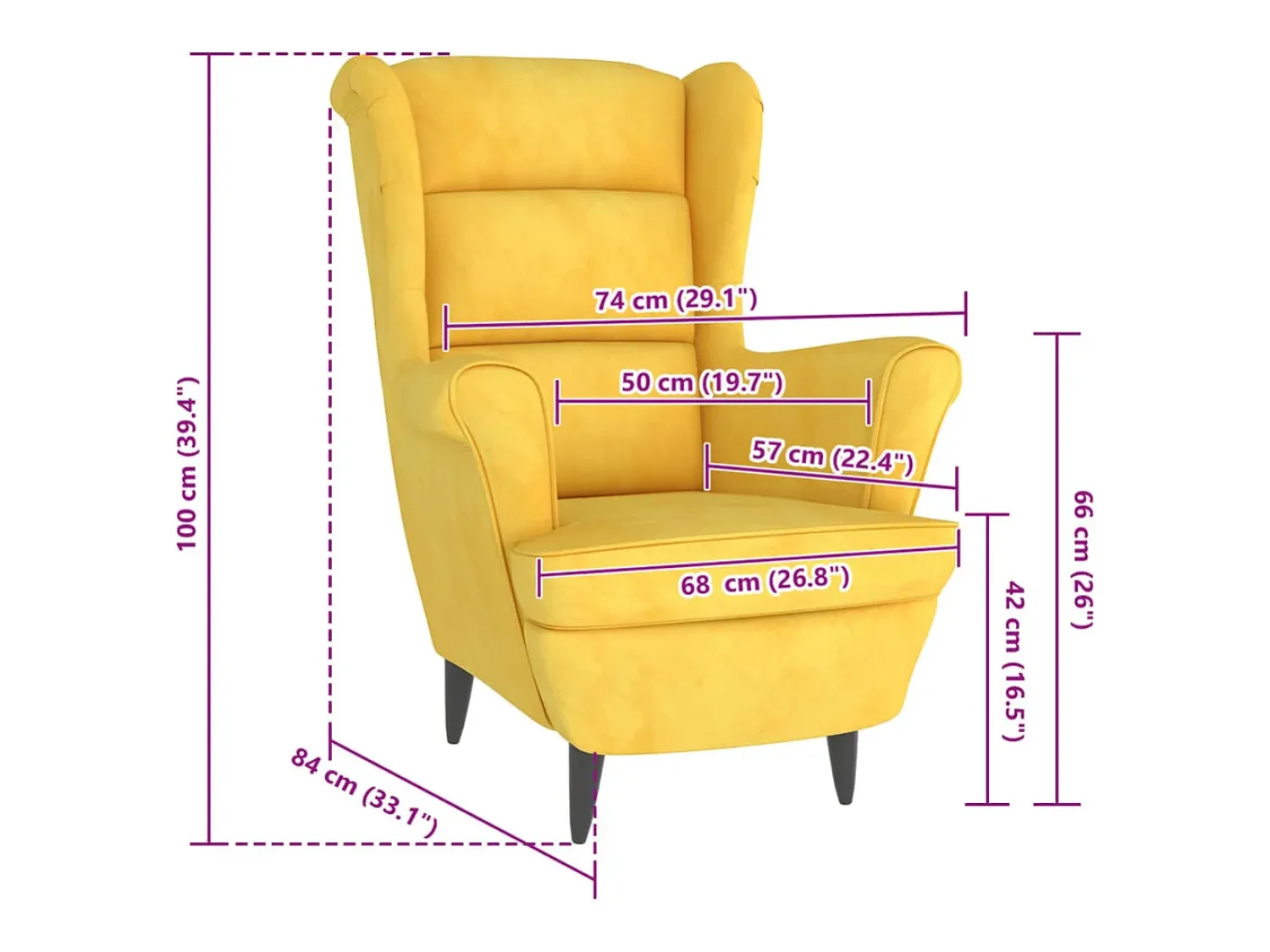 Poltrona* Poltrona Confortável em veludo mostarda SHL732428 Amarelo