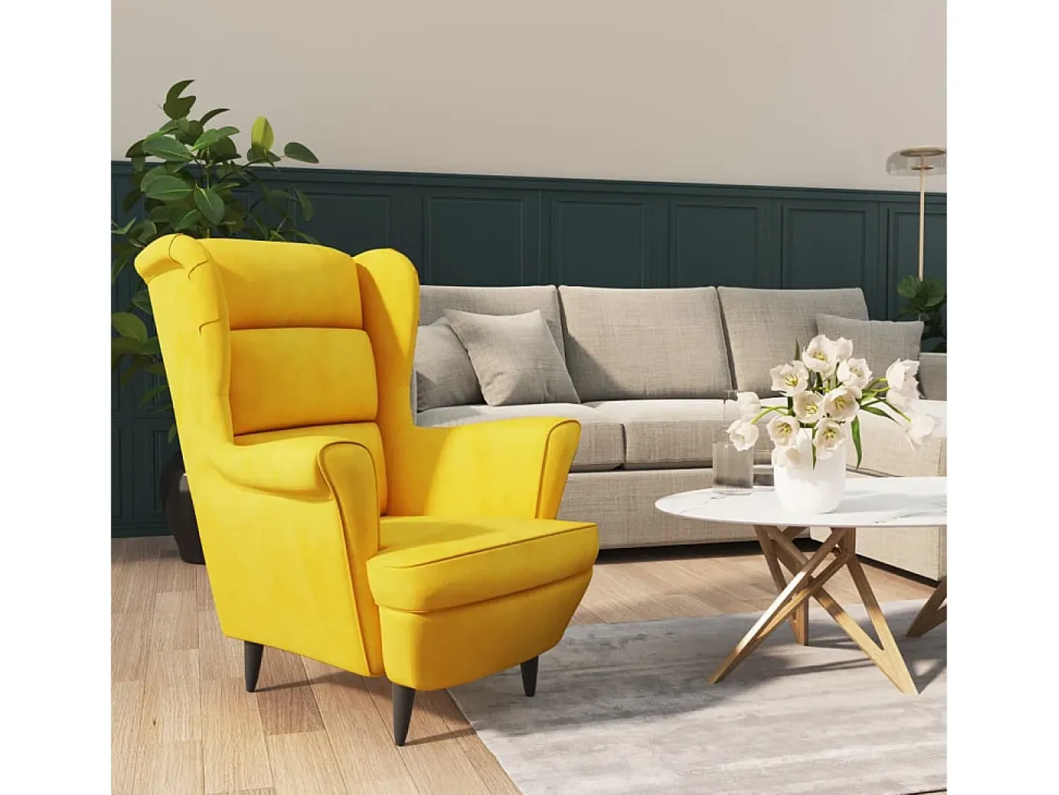Poltrona* Poltrona Confortável em veludo mostarda SHL732428 Amarelo