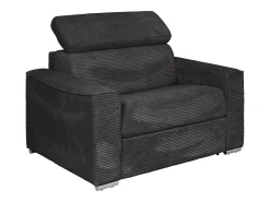 Poltrona|Vente-unique Poltrona conversível abertura rápida em veludo cotelê cinza - Cama 70 cm - Colchão 14 cm VIZIR Cinzento