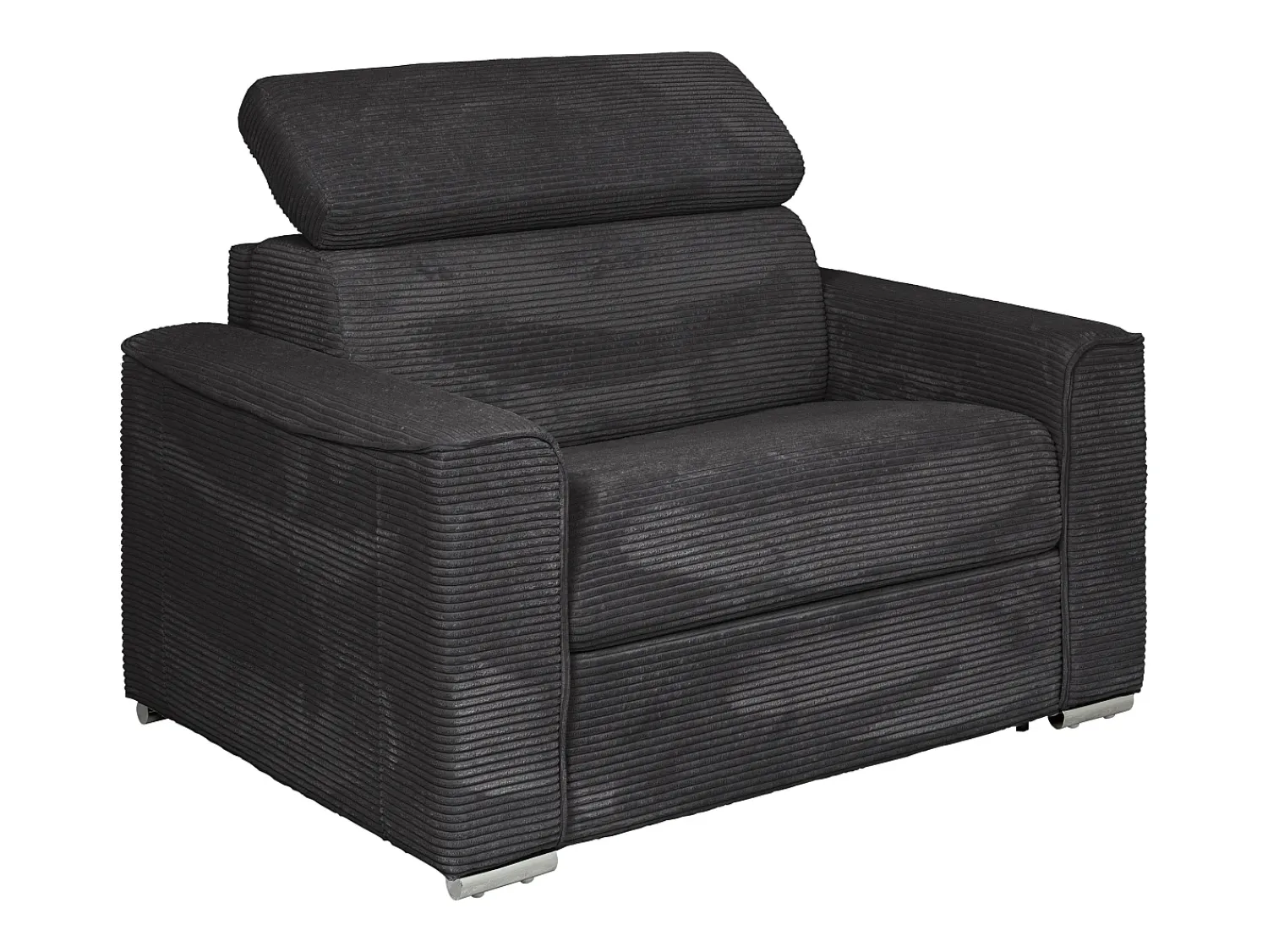 Poltrona|Vente-unique Poltrona conversível abertura rápida em veludo cotelê cinza - Cama 70 cm - Colchão 14 cm VIZIR Cinzento