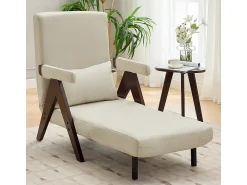 Poltrona|DripeX Poltrona conversível em linho - com almofada - encosto ajustável em 6 níveis - superfície de dormir 184x56 cm Bege