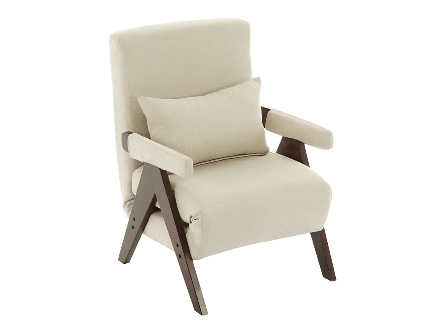 Poltrona|DripeX Poltrona conversível em linho - com almofada - encosto ajustável em 6 níveis - superfície de dormir 184x56 cm Bege