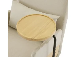 Hot DripeX Poltrona conversível em linho , com bandeja de madeira e almofada, encosto ajustável, superfície de dormir 180x62 cm Bege