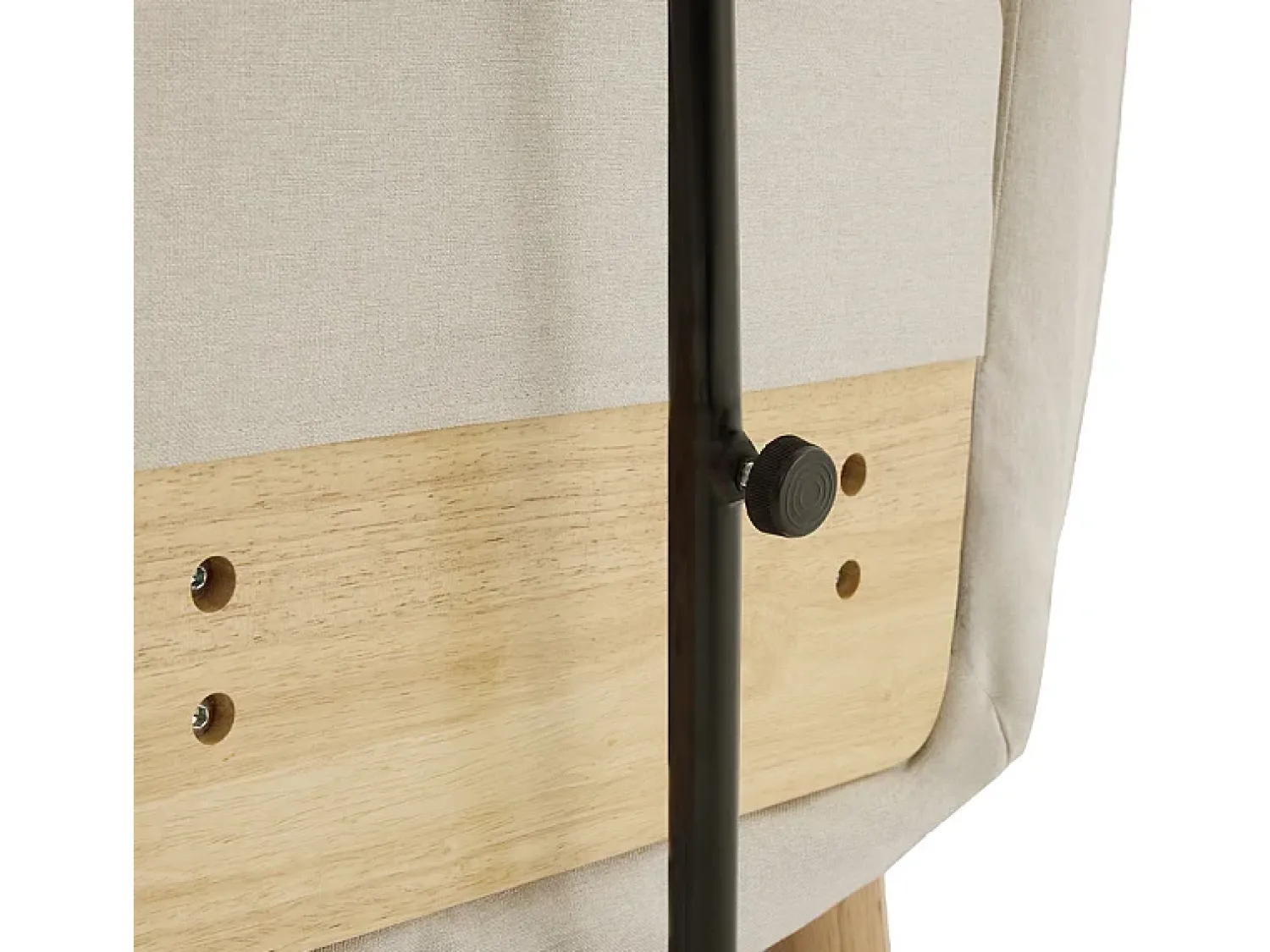 Hot DripeX Poltrona conversível em linho , com bandeja de madeira e almofada, encosto ajustável, superfície de dormir 180x62 cm Bege
