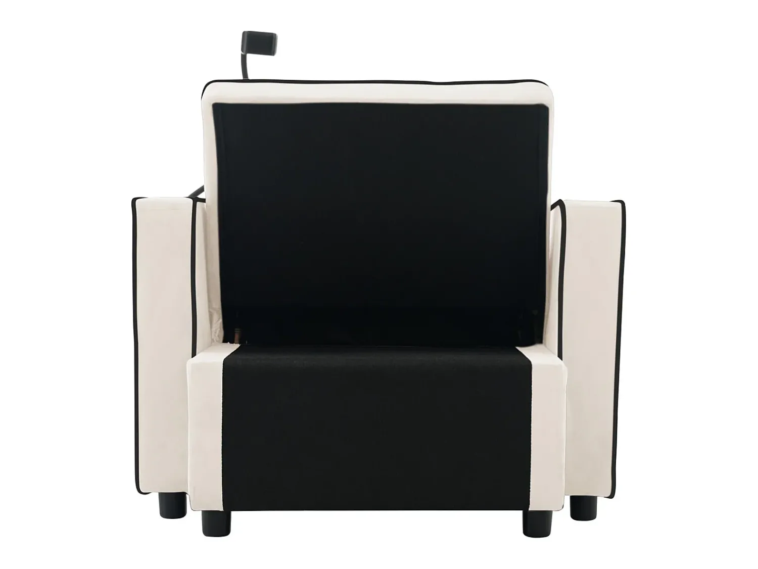 Poltrona|DripeX Poltrona conversível, em veludo, com suporte de copo e suporte telefônico, 75/167x83x76cm, Bege