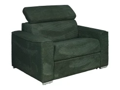 Poltrona*Vente-unique Poltrona conversível rápida em veludo canelado verde - Área de dormir 70 cm - Colchão 14 cm VIZIR Verde pinho