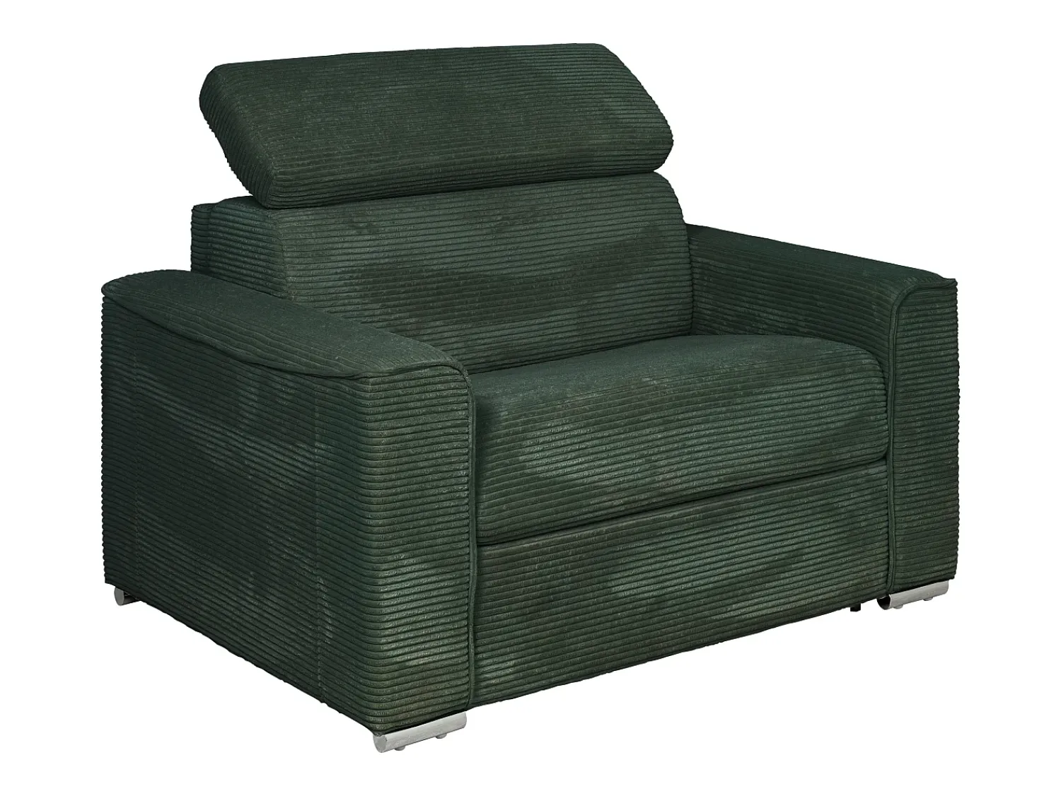 Poltrona*Vente-unique Poltrona conversível rápida em veludo canelado verde - Área de dormir 70 cm - Colchão 14 cm VIZIR Verde pinho