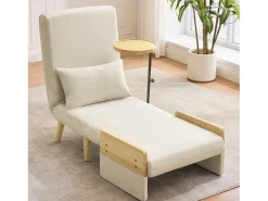 Poltrona*KOMHTOM Poltrona conversível três em um com função de cama, equipada com bandeja de madeira, Bege
