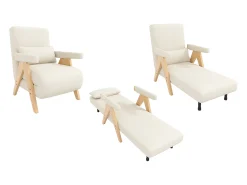 Hot Hauss Spole Poltrona convertível 3 em 1 com função de cama e almofada - Tecido de linho Bege