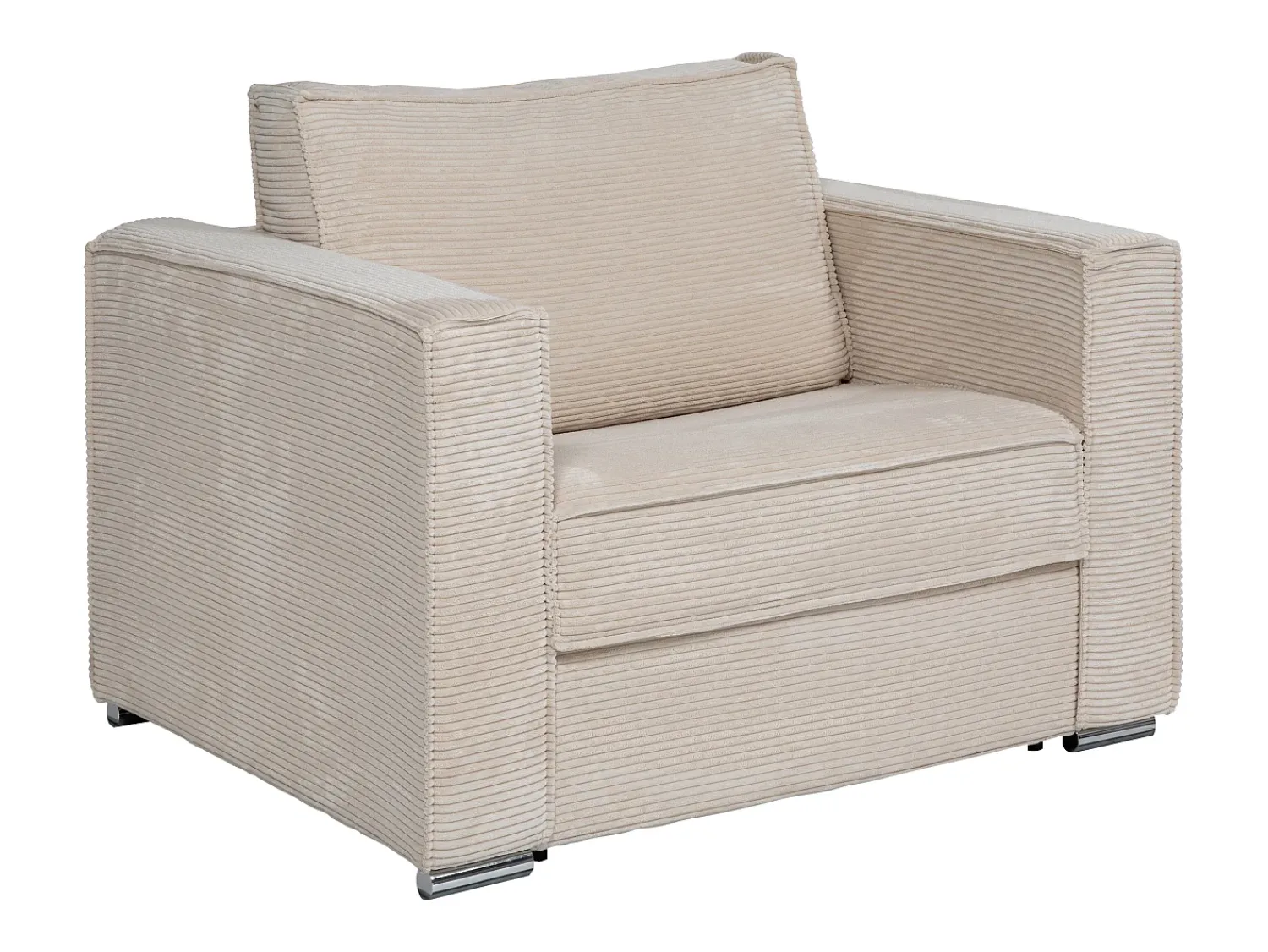 Poltrona*Vente-unique Poltrona convertível abertura rápida veludo canelado cama 70 cm LORETO Bege