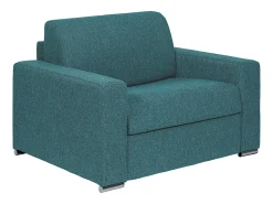 Best Vente-unique Poltrona convertível abertura rápida tecido , cama 70 cm e colchão 14 cm - CALITO Azul