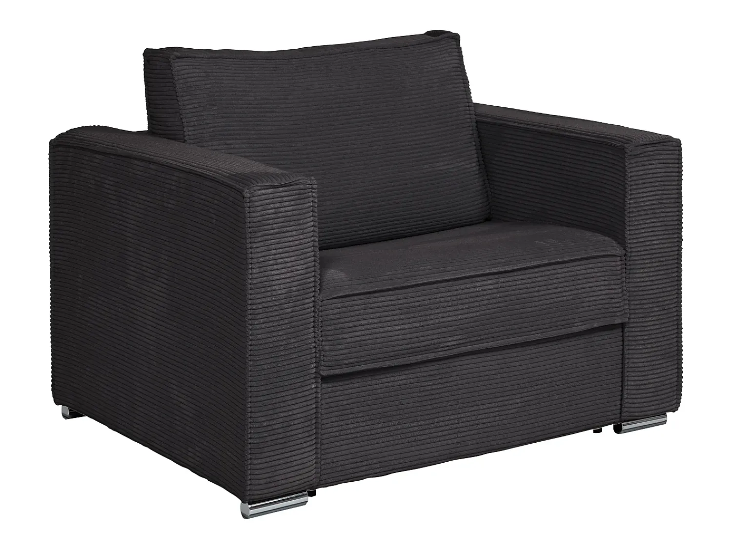 Poltrona|Vente-unique Poltrona convertível abertura rápida veludo canelado antracite 70 cm colchão 14 cm LORETO Cinza antracite