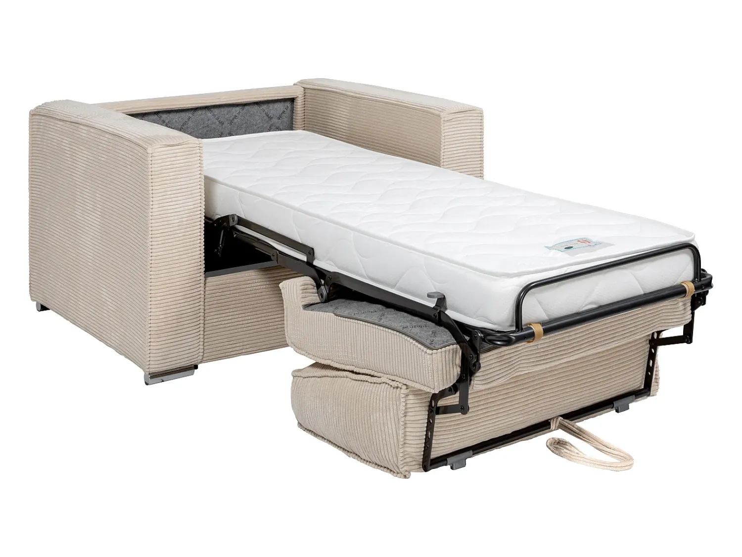 Poltrona|Vente-unique Poltrona convertível abertura rápida veludo canelado antracite 70 cm colchão 14 cm LORETO Cinza antracite