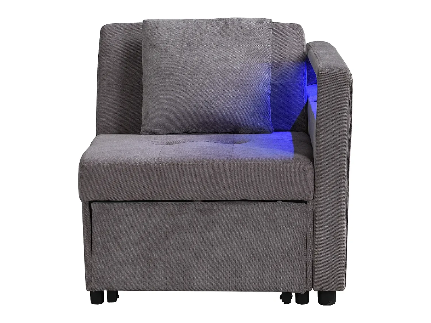 Poltrona*Hauss Spole Poltrona convertível com LED, USB, Type-C e suporte lombar - Sofá-cama multifunções - Tecido de linho escuro Cinzento