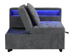 Poltrona|Hauss Spole Poltrona convertível com LED, USB, entrada Type-C e apoio lombar - Sofá-cama multifunções - Tecido de linho cinzento Cinzento claro