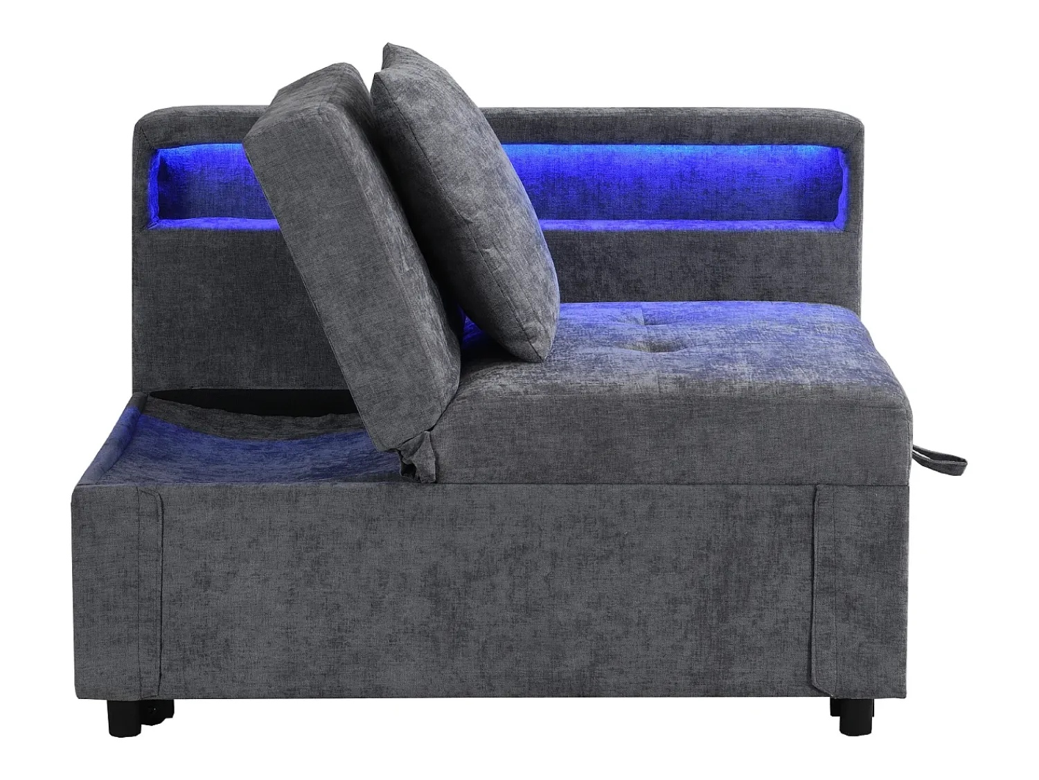 Poltrona|Hauss Spole Poltrona convertível com LED, USB, entrada Type-C e apoio lombar - Sofá-cama multifunções - Tecido de linho cinzento Cinzento claro