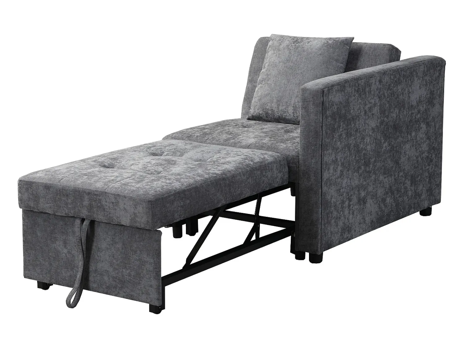 Poltrona|Hauss Spole Poltrona convertível com LED, USB, entrada Type-C e apoio lombar - Sofá-cama multifunções - Tecido de linho cinzento Cinzento claro