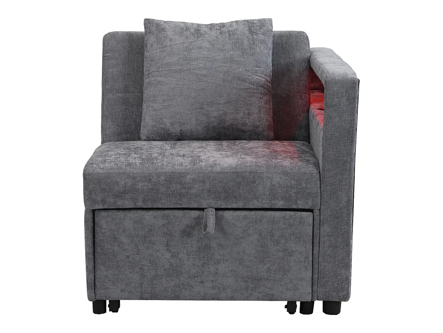 Poltrona|Hauss Spole Poltrona convertível com LED, USB, entrada Type-C e apoio lombar - Sofá-cama multifunções - Tecido de linho cinzento Cinzento claro