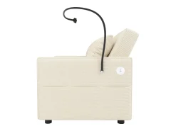 Poltrona*Hauss Spole Poltrona convertível em bombazine - Sofá individual com mesa de apoio e portas USB/Tipo-C Bege