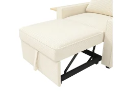Poltrona*Hauss Spole Poltrona convertível em bombazine - Sofá individual com mesa de apoio e portas USB/Tipo-C Bege