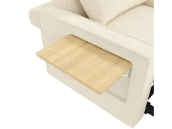 Poltrona*Hauss Spole Poltrona convertível em bombazine - Sofá individual com mesa de apoio e portas USB/Tipo-C Bege