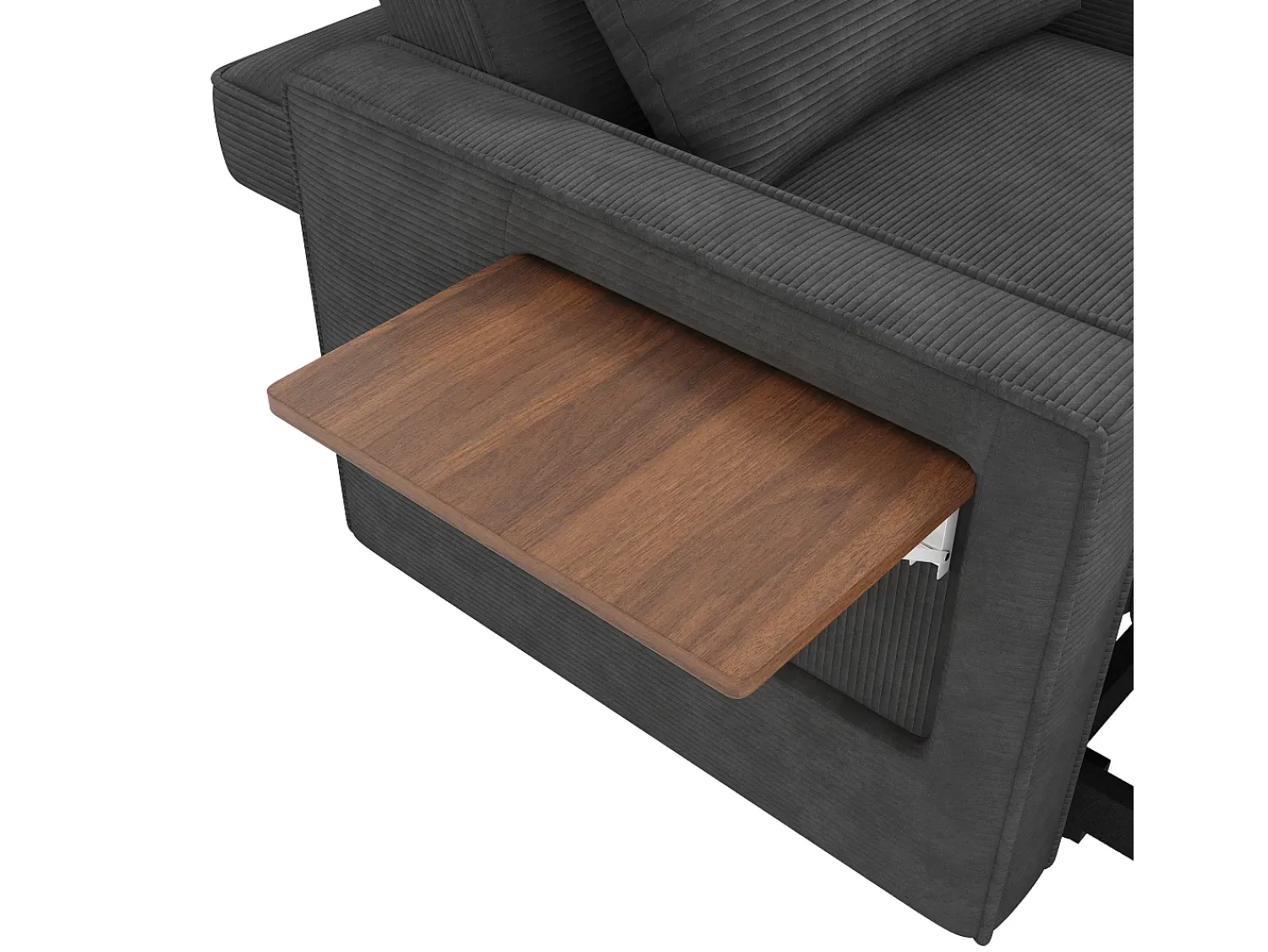 Online Hauss Spole Poltrona convertível em bombazine - Sofá individual com mesa de apoio e portas USB/Tipo-C Cinzento