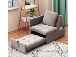 Online Hauss Spole Poltrona convertível em sofá-cama - Encosto ajustável - Tecido de linho Cinzento
