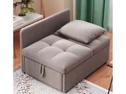 Online Hauss Spole Poltrona convertível em sofá-cama - Encosto ajustável - Tecido de linho Cinzento