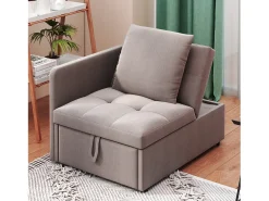 Online Hauss Spole Poltrona convertível em sofá-cama - Encosto ajustável - Tecido de linho Cinzento