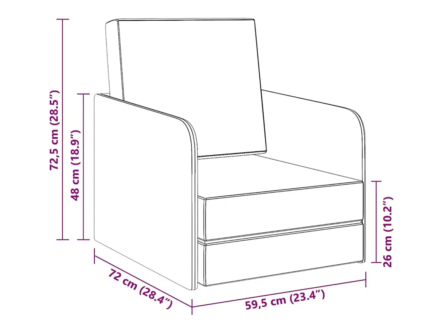vidaxl Poltrona convertível tecido -claro^ Poltrona