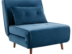 Poltrona*Vente-unique Poltrona convertível veludo azul-escuro estilo habitat jovem URIBIA Azul escuro