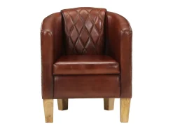 Poltrona*vidaxl Poltrona couro genuíno Castanho