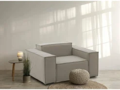 Poltrona*Talamo Italia Poltrona Cristiana, Poltrona de sala, 100% Made in Italy, Poltrona relaxante em tecido acolchoado, 160x95h70 cm, Taupe Cinzento
