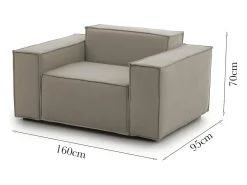 Poltrona*Talamo Italia Poltrona Cristiana, Poltrona de sala, 100% Made in Italy, Poltrona relaxante em tecido acolchoado, 160x95h70 cm, Taupe Cinzento