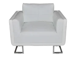Poltrona* Poltrona cubo com pés cromados couro artificial PT393021 Branco