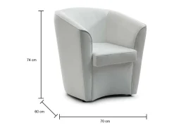 Poltrona*Talamo Italia Poltrona Dabbiat, Poltrona de sala de estar, 100% Fabricado na Itália, Poltrona relaxante em couro ecológico, 70x60h74 cm, Branco