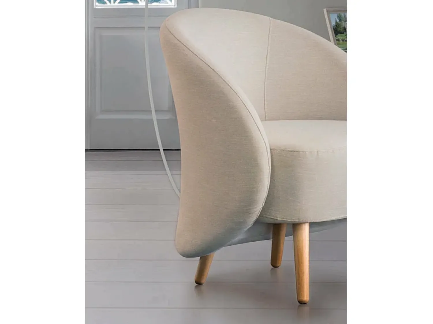 Poltrona|Talamo Italia Poltrona Dabdal, Poltrona lounge design, 100% Made in Italy, Poltrona relaxante em tecido acolchoado, 70x60h80 cm, Taupe Cinzento