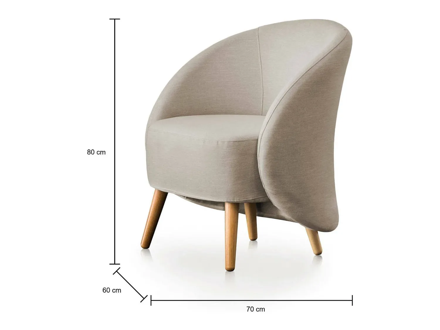 Poltrona|Talamo Italia Poltrona Dabdal, Poltrona lounge design, 100% Made in Italy, Poltrona relaxante em tecido acolchoado, 70x60h80 cm, Taupe Cinzento