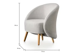 Poltrona|Talamo Italia Poltrona Dabdal, Poltrona lounge Design, 100% Fabricado na Itália, Poltrona relaxante em tecido acolchoado, 70x60h80 cm, Cinza Cinzento