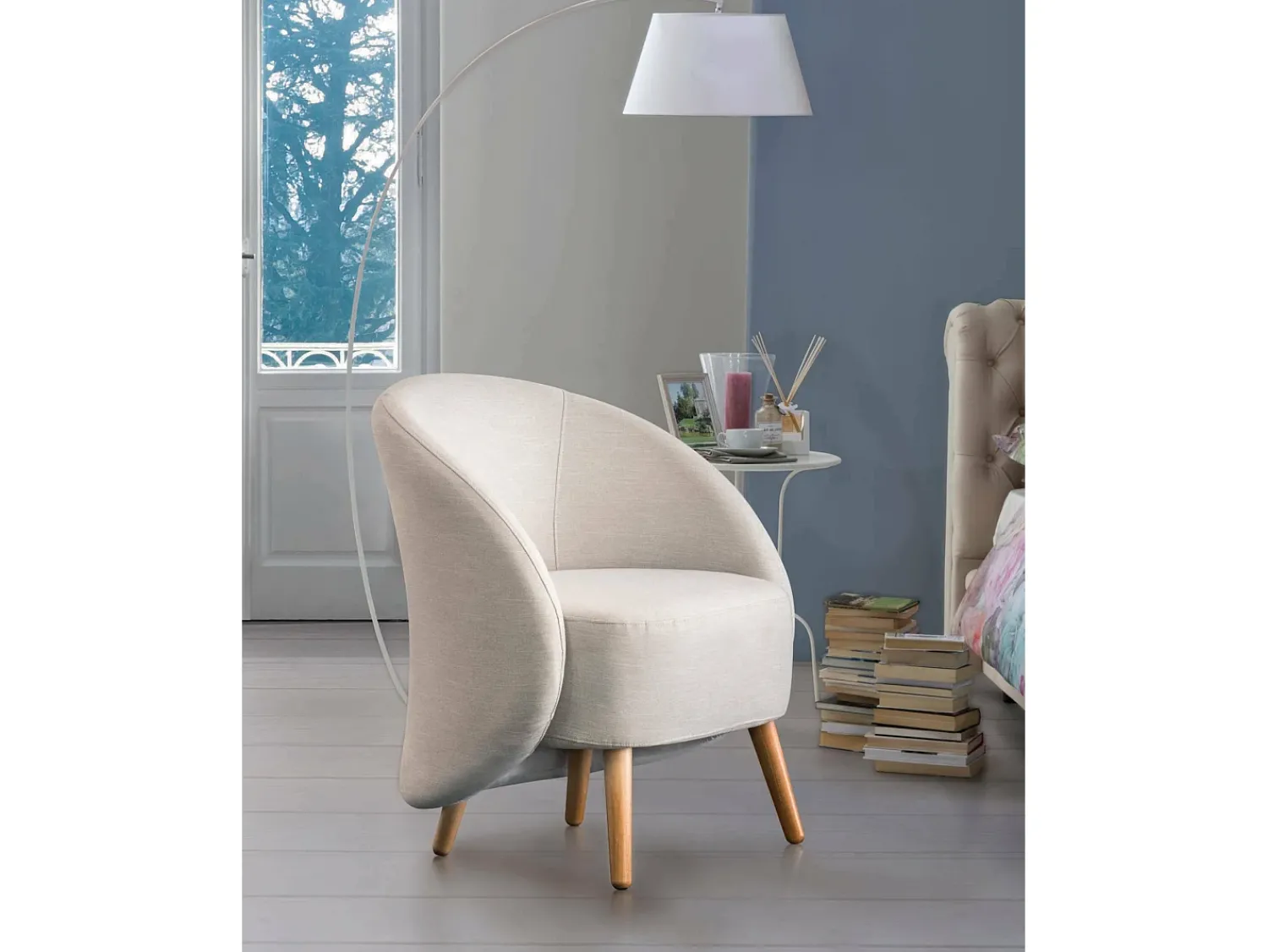 Talamo Italia Poltrona Dabdal, poltrona lounge design, 100% Made in Italy, poltrona relaxante em tecido acolchoado, 70x60h80 cm,^ Poltrona