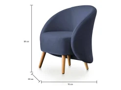 Poltrona*Talamo Italia Poltrona Dabdal, Poltrona lounge design, 100% Made in Italy, Poltrona relaxante em tecido acolchoado, 70x60h80 cm, Azul