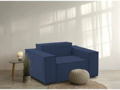 Poltrona*Talamo Italia Poltrona Dciurri, Poltrona de sala, 100% Fabricado na Itália, Poltrona relaxante em tecido acolchoado, 140x95h70 cm, Azul