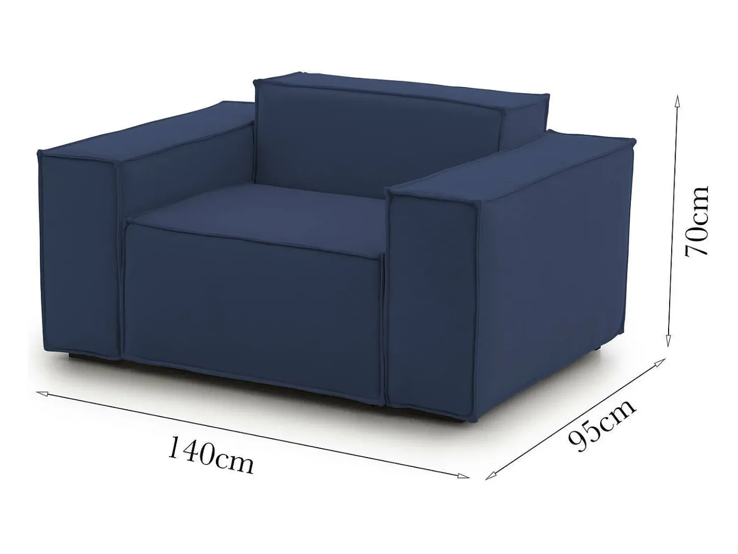 Poltrona*Talamo Italia Poltrona Dciurri, Poltrona de sala, 100% Fabricado na Itália, Poltrona relaxante em tecido acolchoado, 140x95h70 cm, Azul