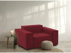 New Talamo Italia Poltrona Dciurri, Poltrona de sala, 100% Fabricado na Itália, Poltrona relaxante em tecido acolchoado, 140x95h70 cm, Vermelho