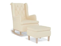 Clearance vidaxl Poltrona de baloiço com banco tecido cor Creme