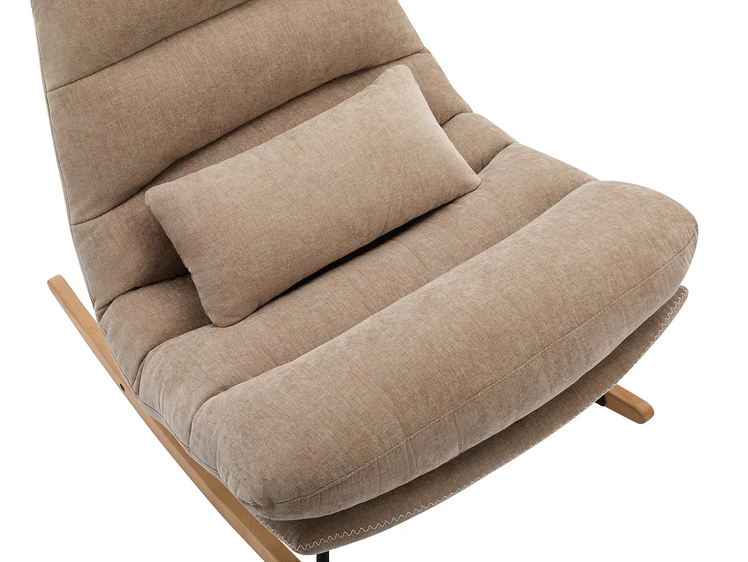 Hot Vente-unique Poltrona de baloiço em tecido com base em madeira RELIACO Taupe