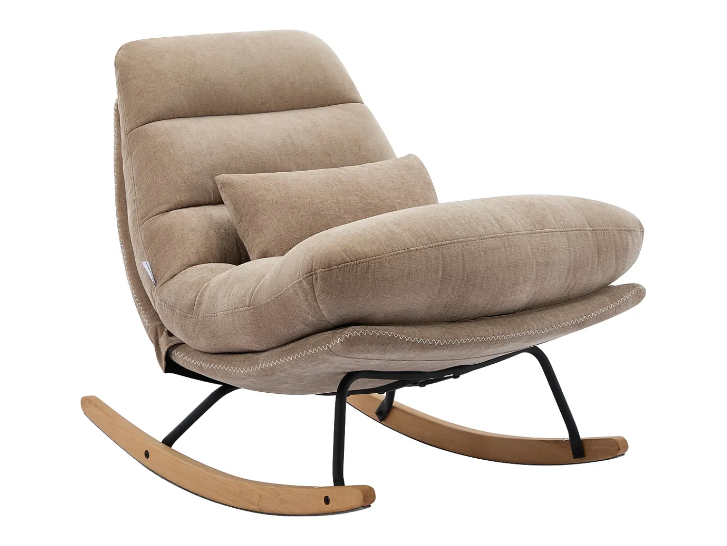 Hot Vente-unique Poltrona de baloiço em tecido com base em madeira RELIACO Taupe