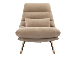 Hot Vente-unique Poltrona de baloiço em tecido com base em madeira RELIACO Taupe