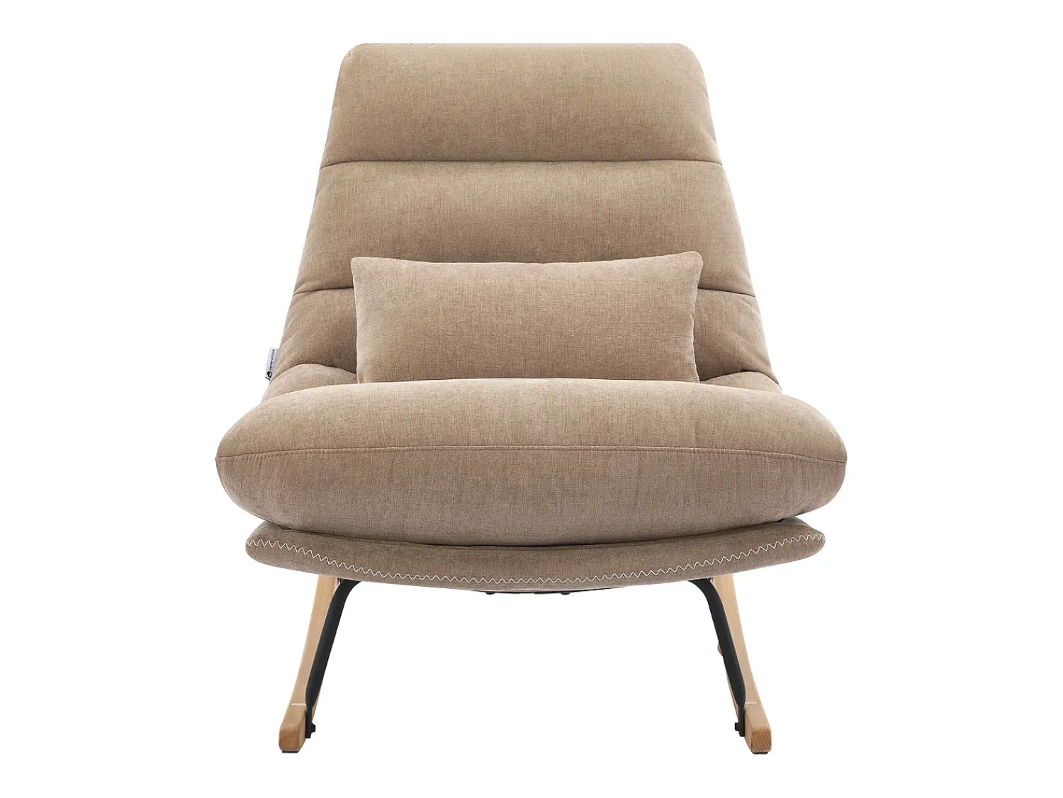 Hot Vente-unique Poltrona de baloiço em tecido com base em madeira RELIACO Taupe
