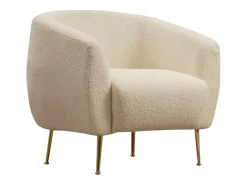 Poltrona|Concept-Usine Poltrona de bouclé creme em poliéster com pernas de metal dourado - Confortável e elegante Bege